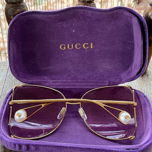 🌟 Gucci GG0252S 005 Butterfly Sunglasses - Gold Metal Frame with Pink Lenses 🌟 - Picture 4 of 11